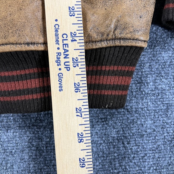 Vintage Pioneer Wear Jacket Mens XL Brown Leather Western Ranch Staff Bomber 80s - Picture 10 of 13